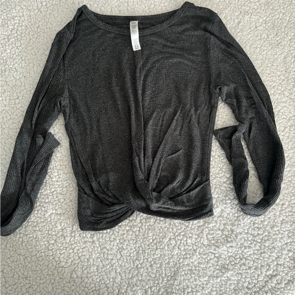 ALO Yoga Charcoal Long Sleeve Twist Top